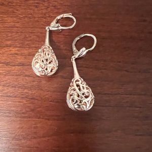 18k Rose Gold Plated Openwork Filigree Teardrop Earrings